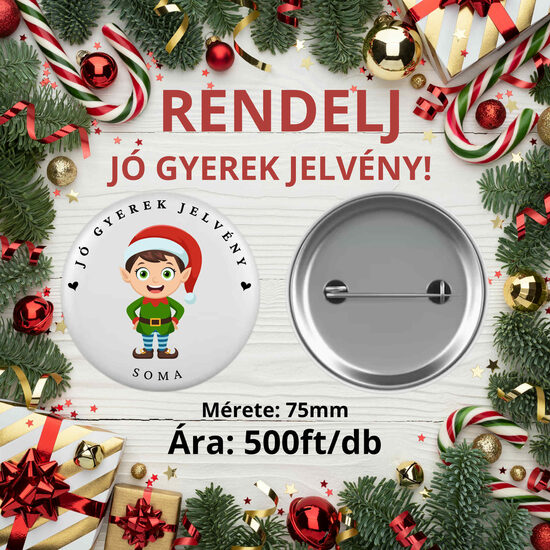 75mm JÓ GYEREK kitűző FIÚs