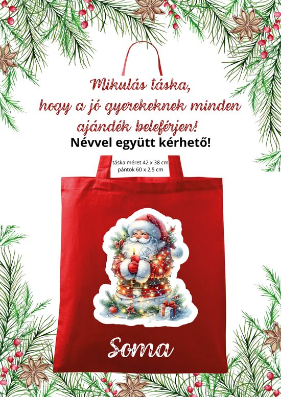 Mikulás táska fényfüzéres